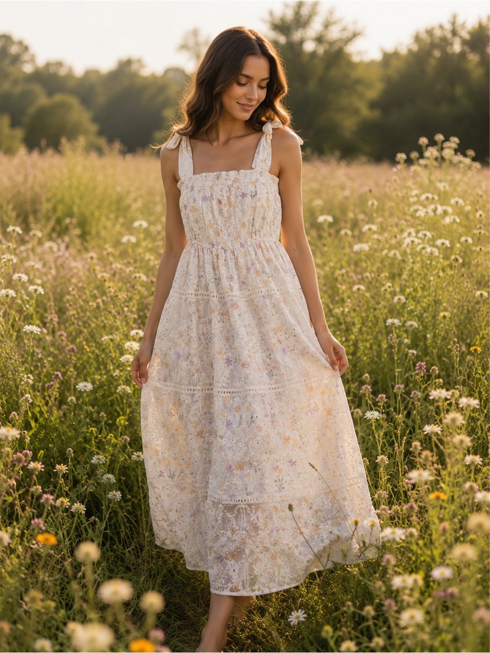 Umgee Cream Floral Maxi Dress